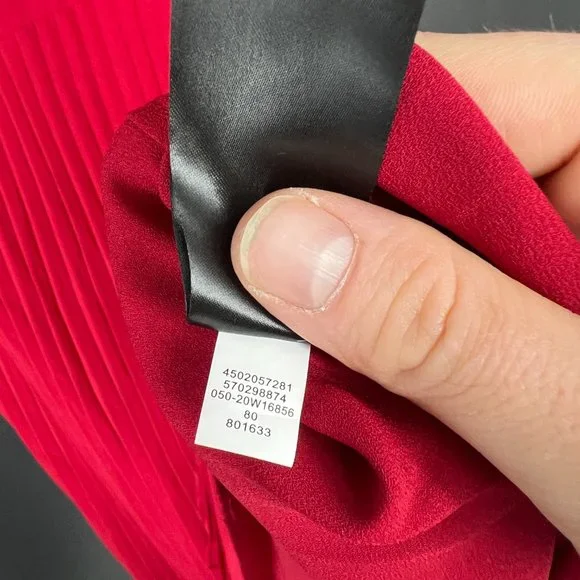 WHBM | Size 14. Red Crepe Pleated dress - Picture 11 of 13